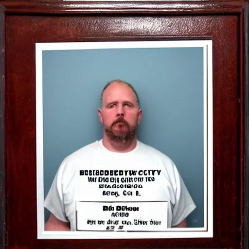 Prompt: mugshot of an sheltered white Wisconsin man named Big Beef City