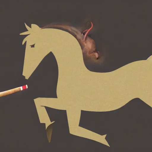 Image similar to an antropomorphic horse wearing a suit smoking a cigar