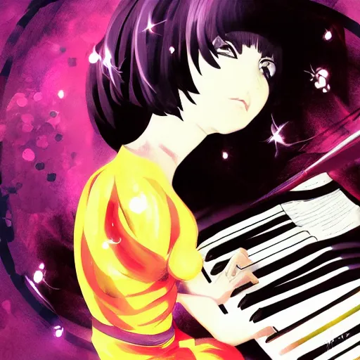 Image similar to portrait of the jazz pianist, anime fantasy illustration by tomoyuki yamasaki, kyoto studio, madhouse, ufotable, comixwave films, trending on artstation