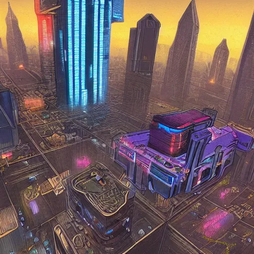 Prompt: a cyberpunk city in a utopian future, alex gray and greg rutko