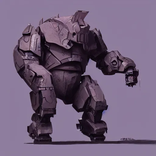 Prompt: robot rhino in the style of greg rutkowski and craig mullins