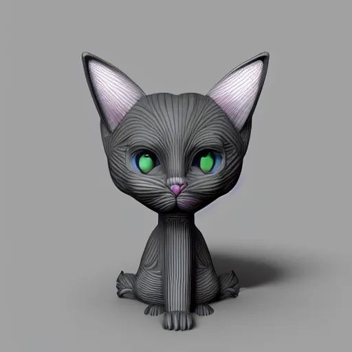 Prompt: creepy poorly 3 d rendered cat