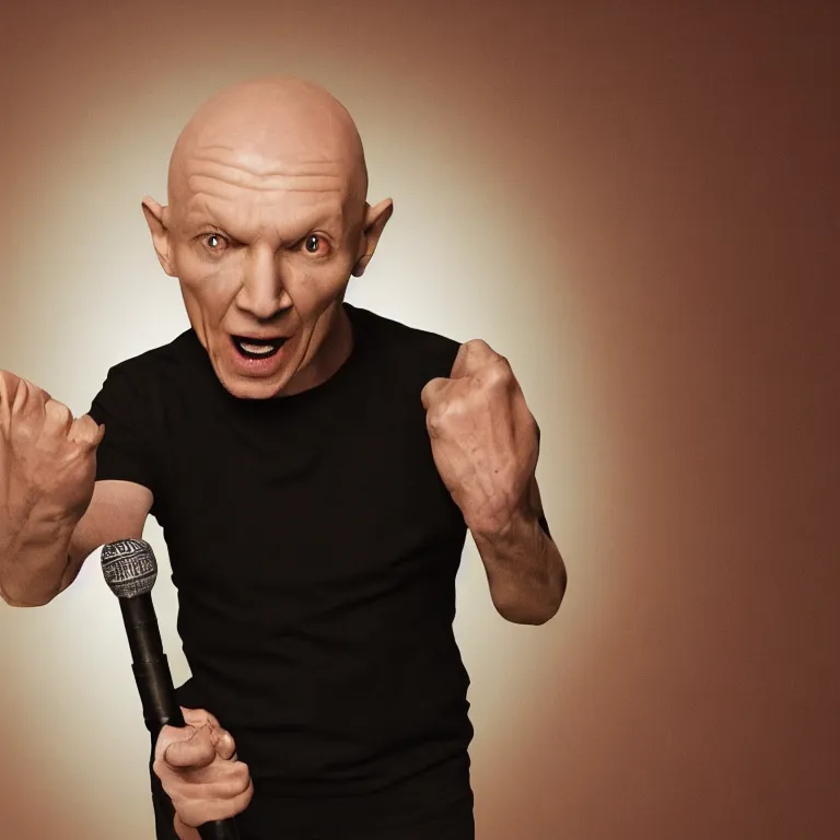 Prompt: promo photo for snoke's netflix standup special, photograph, standup comedy