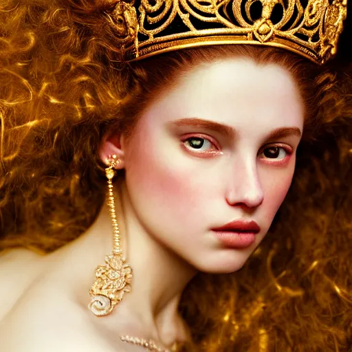 Prompt: photographic portrait of a stunningly beautiful princess renaissance female, with a golden ornate crown, in soft dreamy light at sunset, contemporary fashion shoot, by edward robert hughes, annie leibovitz and steve mccurry, david lazar, jimmy nelsson, extremely detailed, breathtaking, hyperrealistic, perfect face, octane render