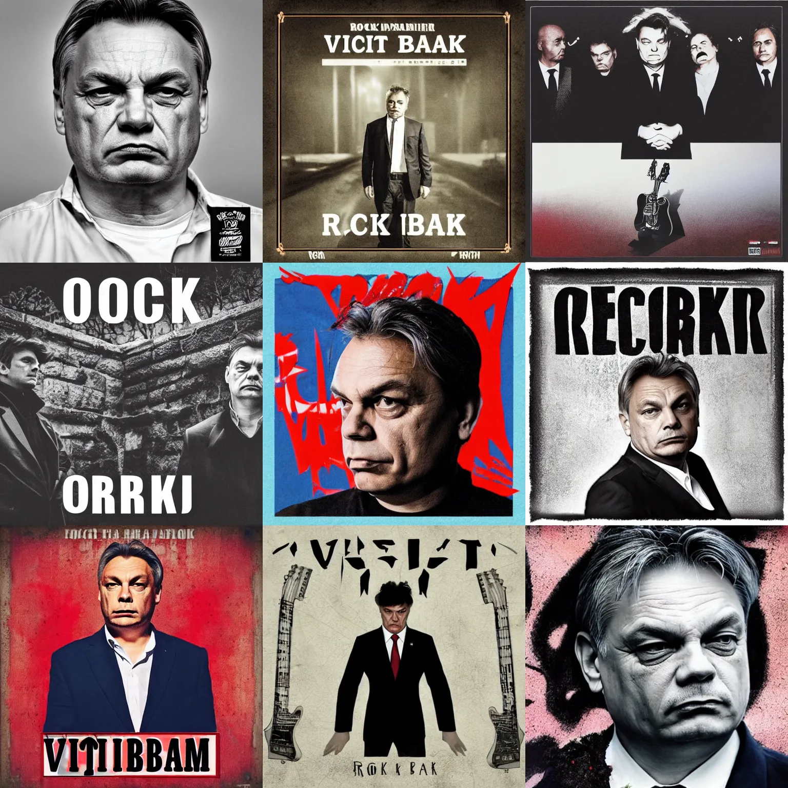 Prompt: rock album cover of viktor orban