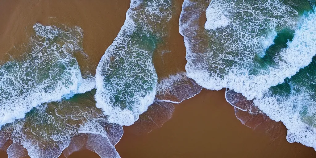 Image similar to seascape with seagulls on a sandy beach top view of sand and waves, aerial view