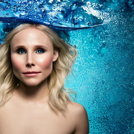 Prompt: Kristen Bell as a mermaid, vogue, perfect face, intricate, Sony a7R IV, symmetric balance, polarizing filter, Photolab, Lightroom, 4K, Dolby Vision, Photography Award