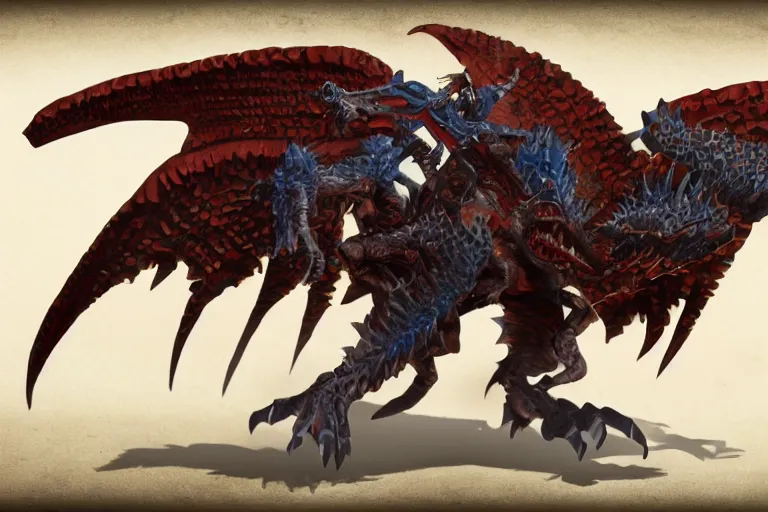 Image similar to Concept art of a warhammer Chaos Raptor. 8k