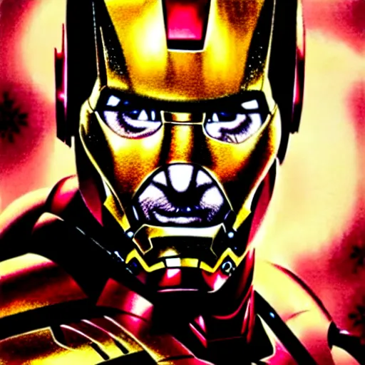 Image similar to uhd photorealistic portrait of ryan reynolds as iron man, by amano, ayami kojima, greg rutkowski, lisa frank, mark brooks, and karol bak, masterpiece, cinematic composition, dramatic pose, studio lighting, correct face, hyperdetailed, intricate details