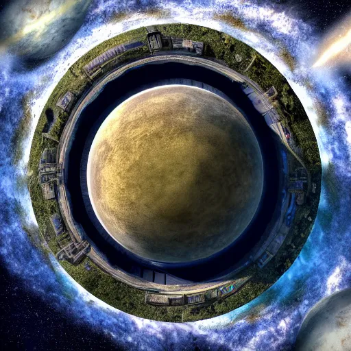 Prompt: advanced civilization on a distant planet, top down view, hdr, hd