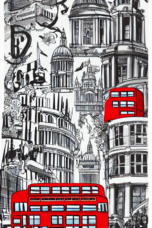 Image similar to london, illustration, in style of bo lundberg