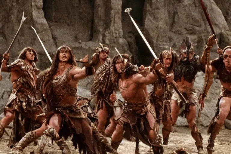 Prompt: A film still of Harry Potter in Conan the Barbarian, high detail