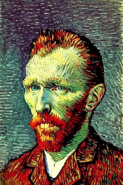 Image similar to an autochrome realistic, supersharp, photographic portrait of vincent van gogh, by thomas russel shallow depth of field