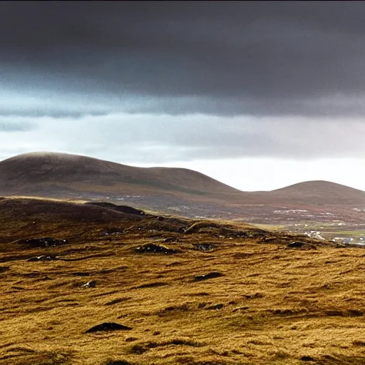Prompt: matte painting of the mountains of mourne in ireland