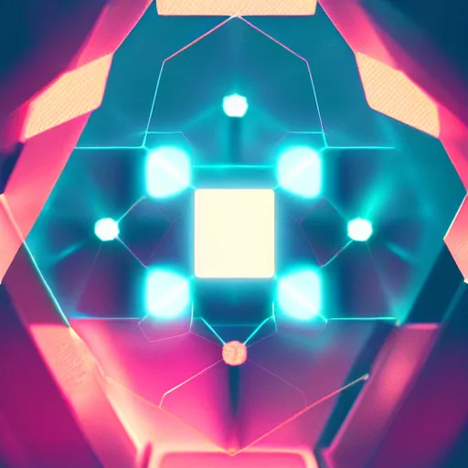 Image similar to cyber security polygon, hexagons, lighting, sharp focus, in cyberpunk aesthetic, digital painting