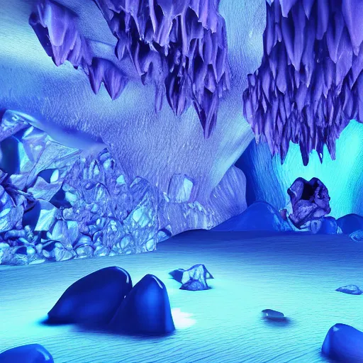 Prompt: magic crystals in blue cave, realistic, cinematic, filmic, detailed