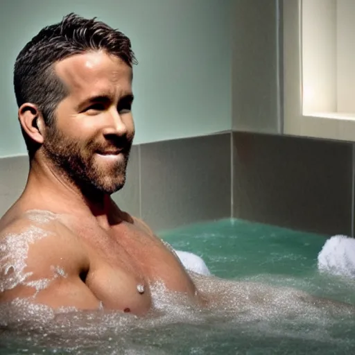 Image similar to ryan reynolds taking a bubble bath