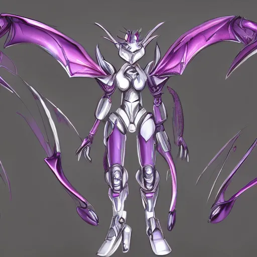 Prompt: detailed mawshot of a beautiful stunning anthropomorphic hot robot mecha female dragon, silver sharp streamlined armor, fuchsia flesh, dragon art, furry art, vore, glowing purple eyes, furaffinity, DeviantArt, Eka's Portal, G6