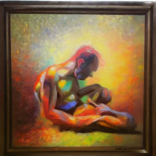 Image similar to The meaning of life, oil painting