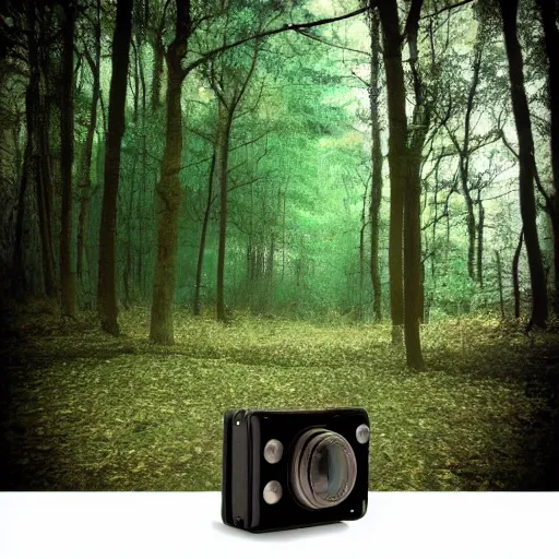Prompt: pinhole camera forest scene extreme depth-of-field near and far