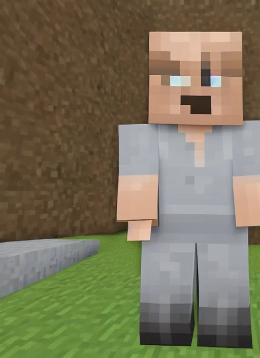 Image similar to 7 0 year old short fat man with gray hair in minecraft