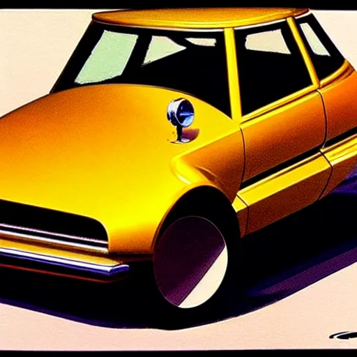 Image similar to concept art for a tiny car, painted by syd mead, high quality