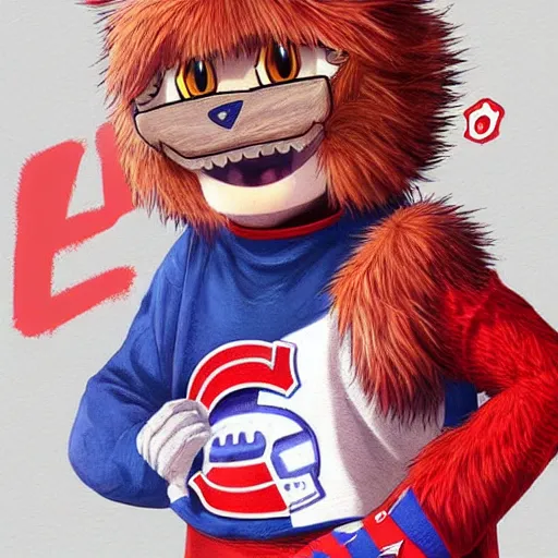 Image similar to anime Portrait of Youppi the Habs Montreal Canadiens Mascot as a very cute powerful and friendly pokemon, highly detailed anime, smooth, sharp focus, dynamic lighting, intricate, trending on ArtStation, illustration pokemon, art by WLOP