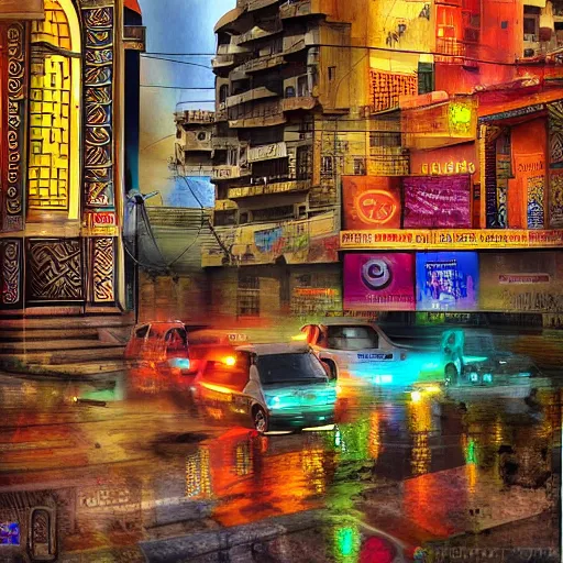 Image similar to Karachi, cinematic, digital art