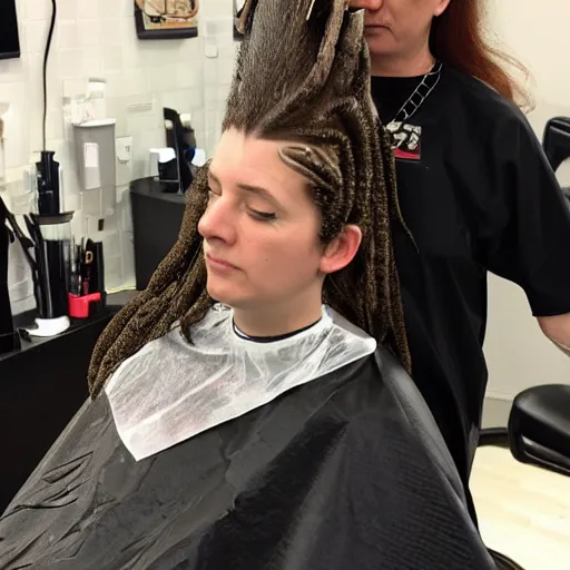 Image similar to Medusa with snake hair at the hairdresser