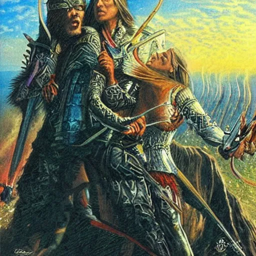 Prompt: Artwork of the cinematic view of Lynx assassins of change and madness, tarot and monarchy in 11th century Europe by Bob Eggleton