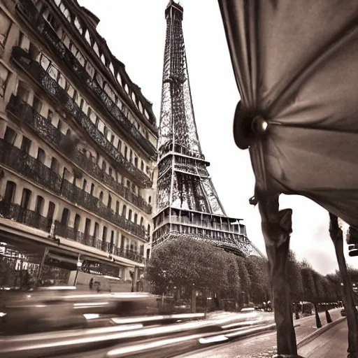 Image similar to a 3 5 mm photograph of the eiffel tower by peter lik and murad osmann,