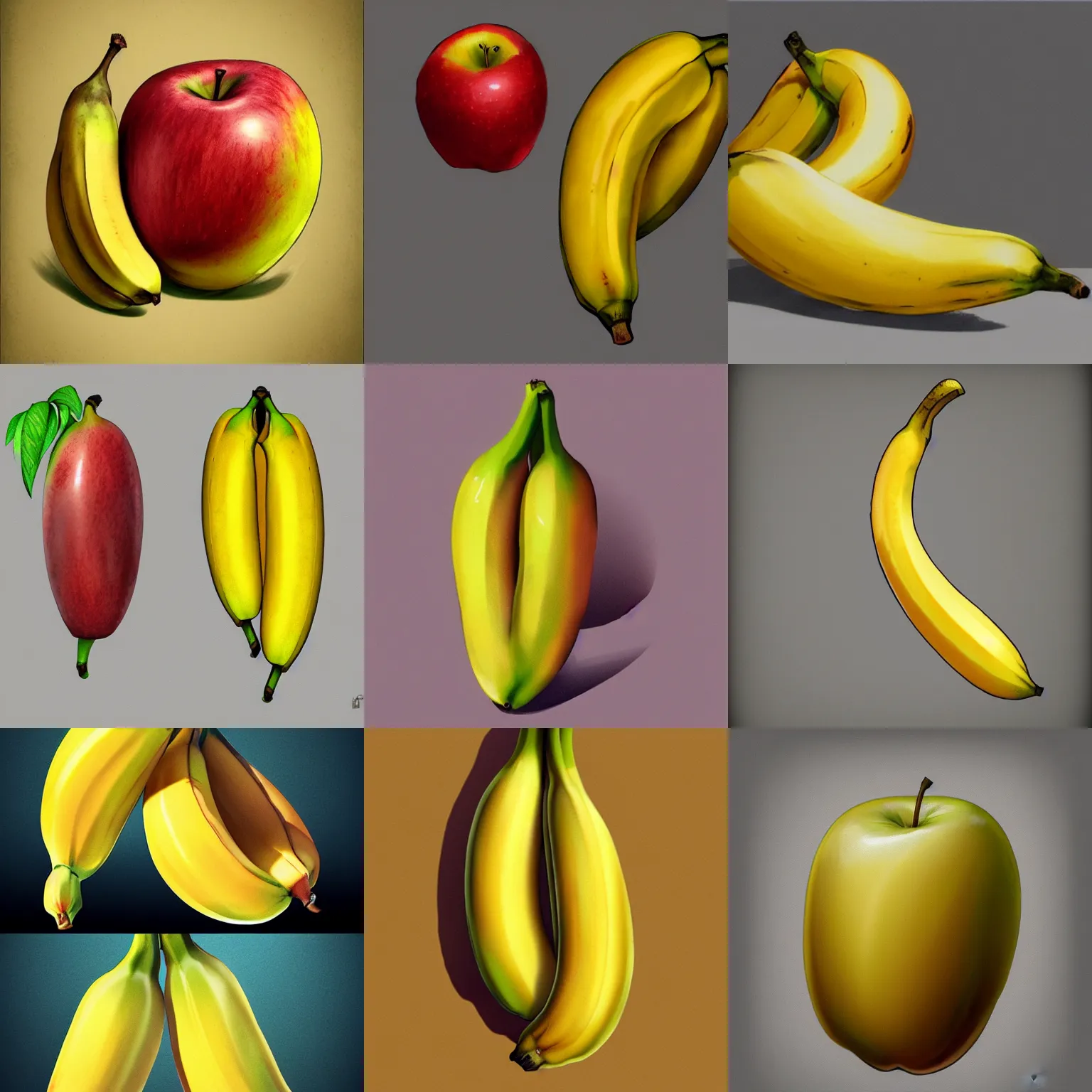 Prompt: banana-apple, concept art, artstation, digital art