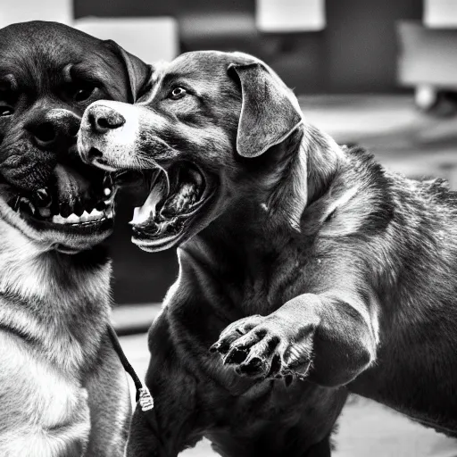 Image similar to vicious dogs fighting, black and white, highly detailed, communist, space, futuristic, hyper real