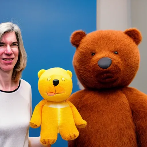 Image similar to Jennifer Doudna with Oski the Bear mascot