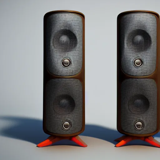 Image similar to 2 large speakers covered with a delicate psychedelic texture, octane render, hyper detailed render, volumetric light, ultra realistic,