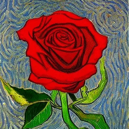 Prompt: red rose, van gogh