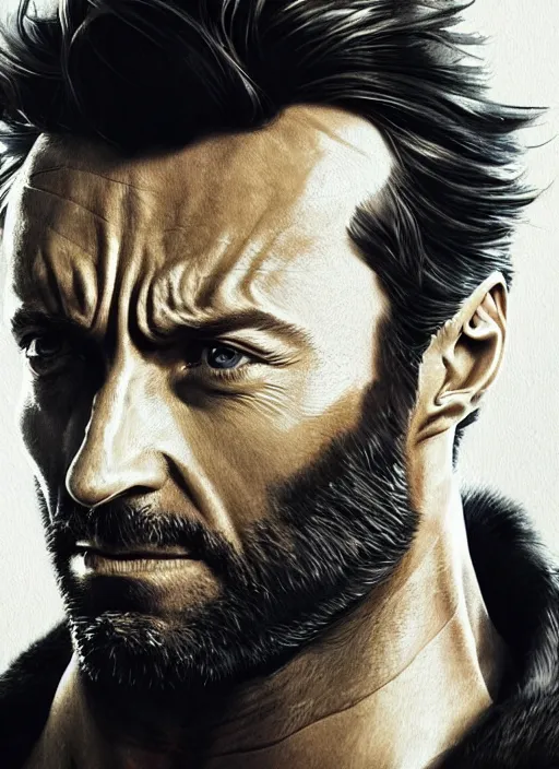 Image similar to portrait of Hugh Jackman as Wolverine, cinematic lighting, BACKLIGHTING, artstation