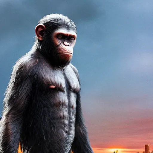 Image similar to planet of the apes In New York City Very detailed 4K quality Super Realistic