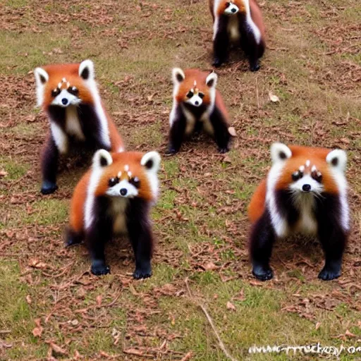 Image similar to army of red pandas! ready for battle