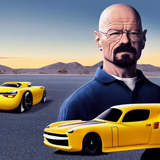 Image similar to walter white as a luxury car, in the style of cars 3, high definition, 8 k hd, realistic, high detail,