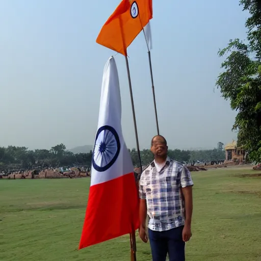 Image similar to Chad in front of Indian Flag