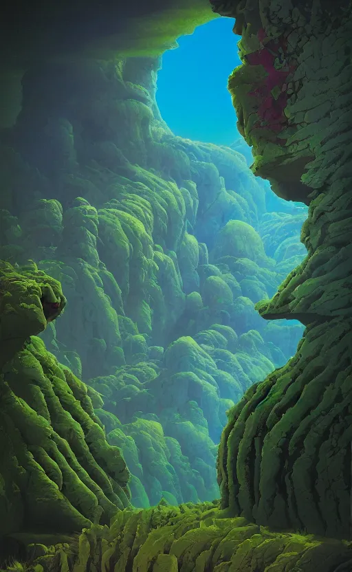 Prompt: the other world in the style of Roger Dean and beeple, 35mm