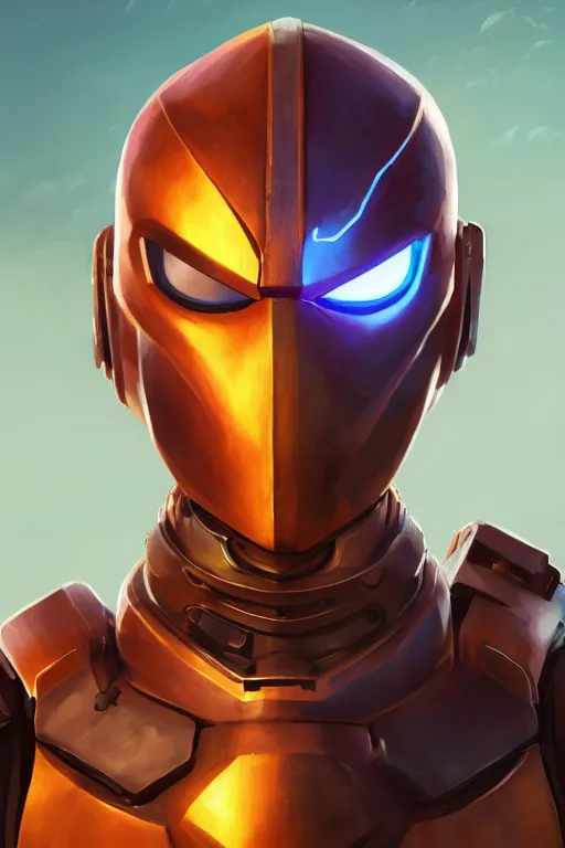 Image similar to epic mask helmet robot ninja portrait stylized as fornite style game design fanart by concept artist gervasio canda, behance hd by jesper ejsing, by rhads, makoto shinkai and lois van baarle, ilya kuvshinov, rossdraws global illumination radiating a glowing aura global illumination ray tracing hdr render in unreal engine 5