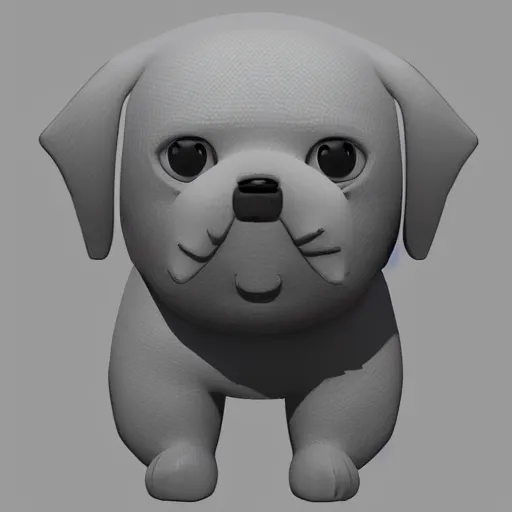 Prompt: detailed 3 d mesh of jake the dog from adventure time, zbrush, modeling space