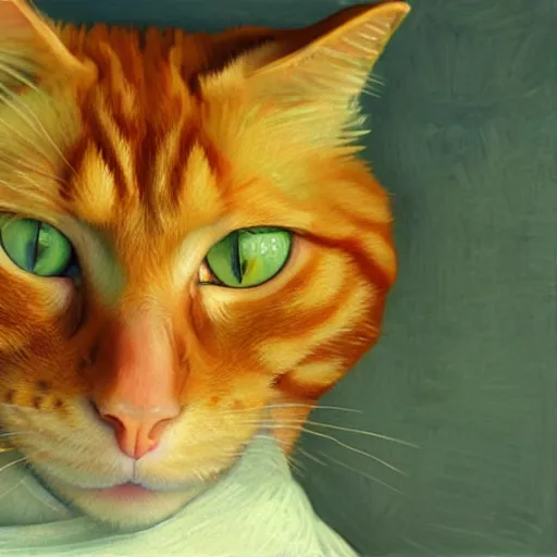 Prompt: ginger cat portrait painted by Van Gogh, hyper detailed, digital art, artstation, high definition cgsociety, sk, render, cinematic, symmetry, hyper realistic