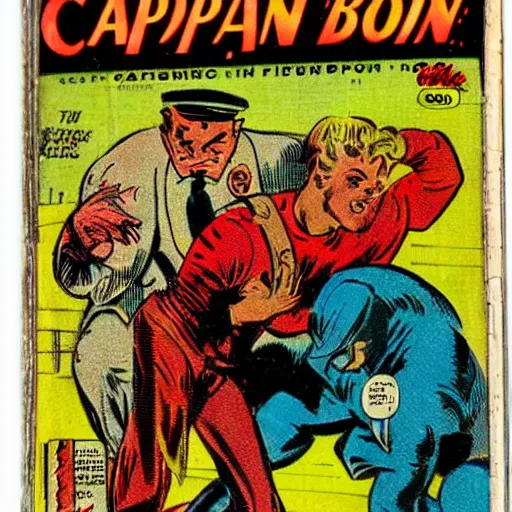 Image similar to vintage comic action book with sleepy man, capitan valium