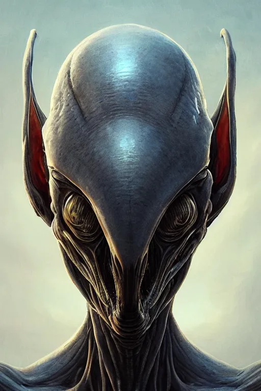 Image similar to Portrait of a Horrendous Alien, wide angle, super highly detailed, professional digital painting, artstation, concept art, smooth, sharp focus, no blur, no dof, extreme illustration, Unreal Engine 5, Photorealism, HD quality, 8k resolution, cinema 4d, 3D, beautiful, cinematic, art by artgerm and greg rutkowski and alphonse mucha and loish and WLOP