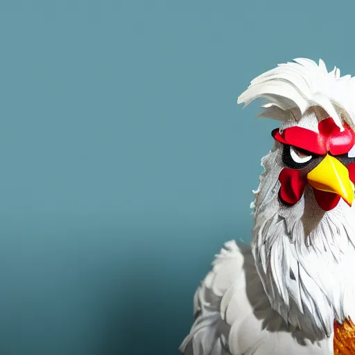 Image similar to a chicken dressed up as colonel sanders as a chicken dressed in the colonel sanders uniform as a chicken, realistic, hyperrealistic, ultra realistic, real, real world, highly detailed, very detailed, extremely detailed, intricate details, 8 k resolution, hd quality