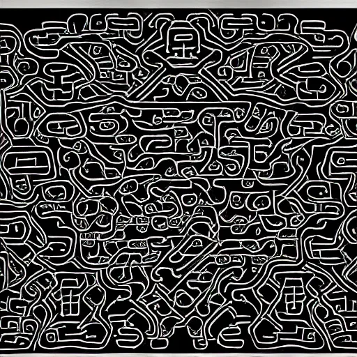 Image similar to fractal complicated chinese character, black ink,