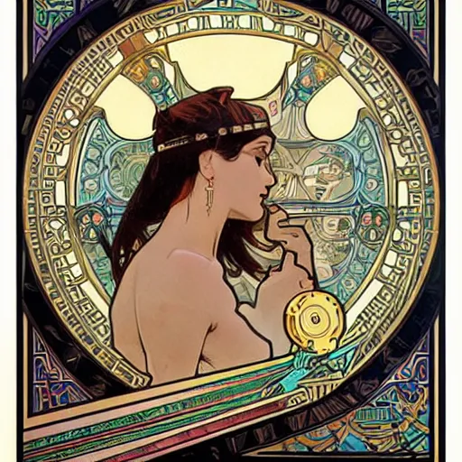 Image similar to gta : dubai, by alphonse mucha